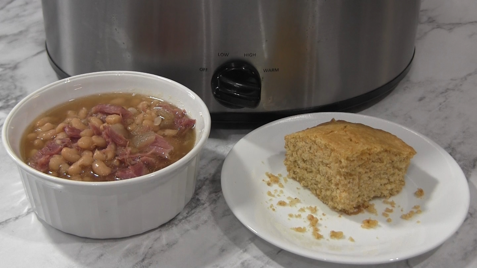Navy Beans and Cornbread, AGS-Friendly, Dairy Free, Gluten Free Option